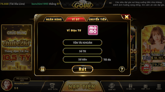 Nhận tiền thưởng Go88 thông qua ví điện tử